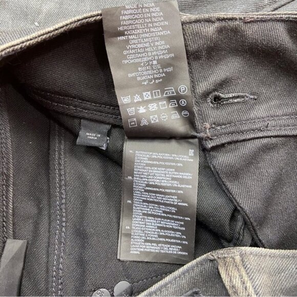 G-star Raw Lynn fit jeans faux leather mid rise skinny glitter slander black 24 - Picture 10 of 14